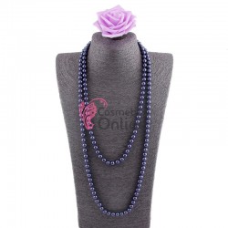 Colier  elegant AS45HH cu perle din sticla Bleumarin